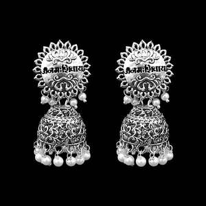 Boucles d'oreilles Kriaa 1311545 Floral Design Jhumki Accessoire de mode plaqué rhodium - Product Image 1