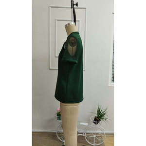 Blusa de Crepé de Manga Corta para Mujer con Detalles de Tul y Adornos de Pedrería, 37319 - Verde - Product Image 6