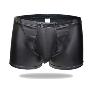 2025 Customized <b>Men</b> Solid Black Genuine <b>Leather</b> Slim Fit Breathable Quick Dry High Quality Custom <b>Shorts</b> All Sizes Colors Gym - Product Image 4