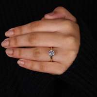 Nouveauté diamant fait à la main femmes mariée fête ronde coupe bague de fiançailles en couteau bord tige pour mariages fêtes GIA certifié