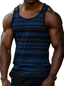 2025 été hommes sport rue t-shirts 3D imprimé couleur épissé débardeurs décontracté cou gilet coloré rayures motif tricoté - Product Image 5