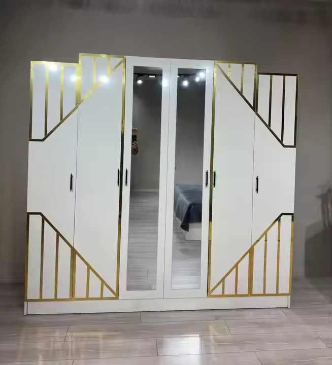Modern Luxury Bedroom Set with King Size Bed and Dressing Table MDF Wood Home and Hotel Use Featuring Stylish Storage