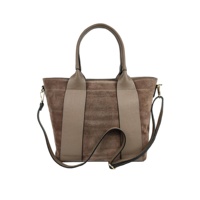 Tas Selempang Wanita Kulit Asli Buatan Italia dengan Ritsleting Merek AP IDEA MODA Warna Taupe 1kg