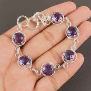 Handmade Iolite Round Gemstone <b>Bracelet</b> Adjustable Boho Jewelry Everyday Wear Gift For Women - Product Image 3