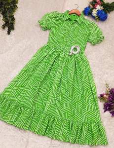 ชุดเดรสชิ้นเดียวพิมพ์ลายดอกไม้สำหรับผู้หญิงชุดเดรสปาร์ตี้งานแต่งงานผ้าไหมแขนแฟนซีสไตล์ salwar สำหรับผู้ใหญ่อินเดีย - Product Image 1