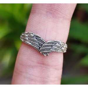 Minimalist Sterling <b>Silver</b> Angel Feather <b>Ring</b> Dainty Wing <b>Hug</b> Knuckle Band Perfect Gift for Her Birthday Anniversary Christmas - Product Image 3