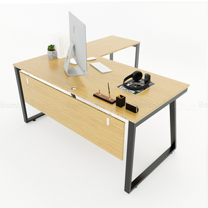 โต๊ะทำงานรูปตัวแอล รุ่น BFTB2010-TrapezBamboo II สไตล์มินิมอลร่วมสมัย ขนาด 160x160 ซม. พร้อมขาเหล็กประกอบสำเร็จ สำหรับใช้ในห้องนอน/สำนักงาน - Product Image 1