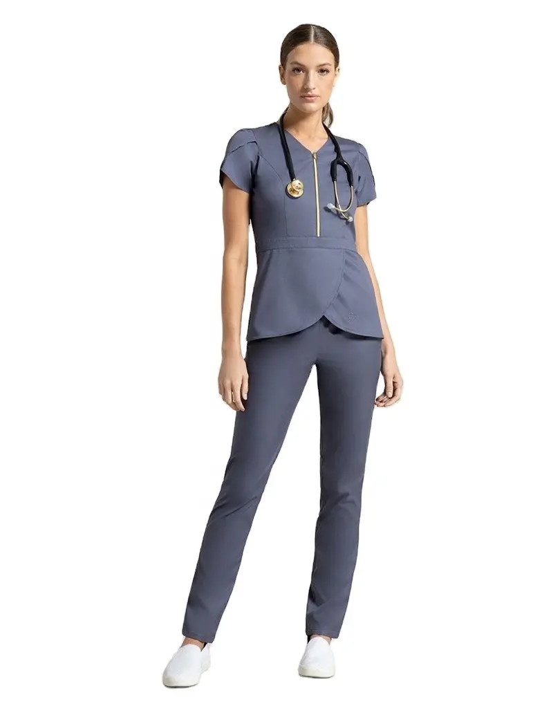 נשים אחות רפואית קרצוף אחיד סט חליפת מתיחה קלה מכנסיים בגדי עבודה מעבדה בית חולים חליפת ניתוח מעבדה תלבושת רופא