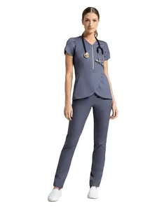 Phụ nữ y tá Y Tế Chà đồng phục thiết lập ánh sáng căng phù hợp với quần áo bảo hộ lao động phòng thí nghiệm bệnh viện hoạt động phù hợp với phòng thí nghiệm bác sĩ trang phục