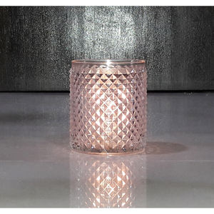 Pot à bougie en verre votif à facettes de diamant pour la décoration d'éclairage de mariage et de Noël - Product Image 3