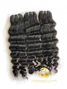 Top Hair Mejor Calidad Raw Indian Virgin Temple Loose Deep Wave Machine Paquete de trama doble Extensiones de cabello humano al por mayor - Product Image 3