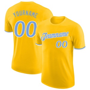 Directo Engro Sportswear Venta al por mayor Custom Gold Light Blue-White Performance T-Shirt - Product Image 1