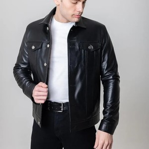 Classic Genuine Leather Coated Long <b>Thin</b> Stand Collar Custom Design 100% Premium Quality <b>Men's</b> <b>Jacket</b> - Product Image 6
