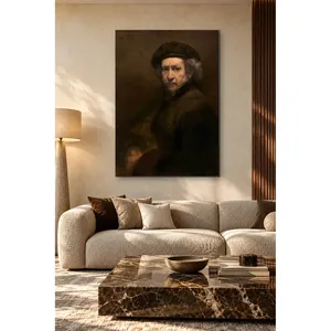 Impresión en lienzo del autorretrato de Fida Rembrandt con boina - Product Image 3