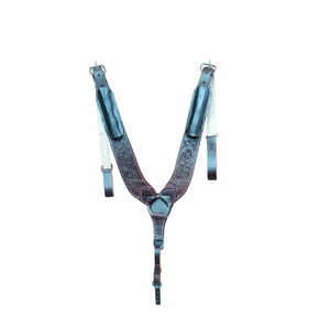 Sangle en cuir occidental de qualité supérieure entièrement sculptée à la main tirant le collier de poitrine - Product Image 1