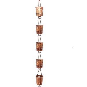 Chaîne de pluie ronde en fer de style américain, nouveau design, avec plusieurs coupelles, pour la décoration de la maison et du jardin - Product Image 3