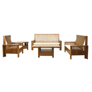 ชุดโซฟาไม้สักแบบร่วมสมัยพร้อมที่เก็บของดีไซน์ยุโรปโต๊ะกาแฟเก้าอี้สำหรับห้องนั่งเล่นโรงแรม - Product Image 1