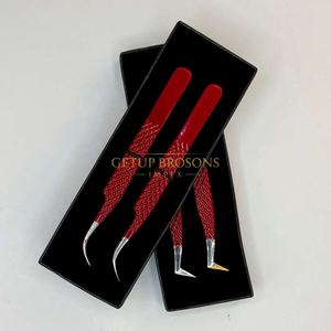 Meilleur design anti-magnétique pour cils GETUP BROSONS IMPEX, courbe de 90 degrés, isolation, revêtement en poudre rouge, argenté - Product Image 4