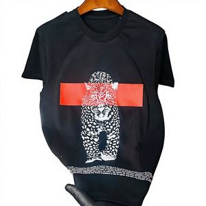 Camiseta de Manga Corta para Hombre, Talla Grande, de Seda/Algodón, Anti-Pilling, Lisa, Cuello Redondo, Casual, Transpirable, Ecológica, 300 Gramos, OEM ODM - Product Image 1