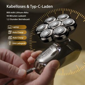 Kit de rasoir électrique 5-en-1 pour homme, étanche IPX7, rasoir rotatif à double lame, utilisation humide/sèche pour le visage, le corps et la barbe, avec têtes de rechange - Product Image 1
