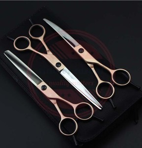 ชุดกรรไกรตัดผมแบบโค้งตรง5ชิ้นทำจากสแตนเลสสำหรับช่างตัดผมร้านเสริมสวยแบบมืออาชีพ - Product Image 6