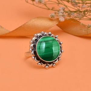 Malachite Gemstone Luxurious Silver Girls Ring Gemstone Ring 925 Sterling Silver Handmade Ring Jewelry 925 <b>Stamp</b> Silver Sterling - Product Image 3