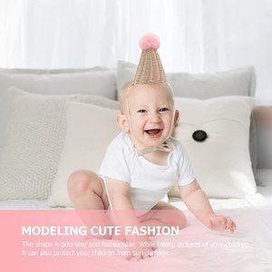 หมวกหวายสำหรับเด็ก,หมวกทรงกรวยเป็นมิตรกับสิ่งแวดล้อมสำหรับงานเลี้ยงวันเกิดสนุกคุณภาพเยี่ยม - Product Image 3