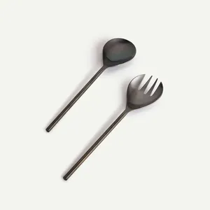 Premium Home Dining Stainless Steel Salad Server Set, Handmade Silver Finishing Metal Serving Utensils for Everyday & Hotels Use - Product Image 2