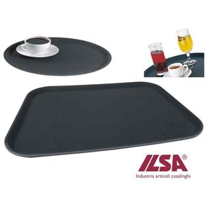 Ilsa Rectangular <b>Tray</b> Non-Slip 40x30.5x2h Polypropylene Beverage <b>Serving</b> Set - Product Image 1