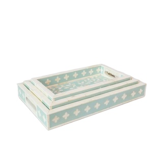 Plateau d'incrustation d'os personnalisé de luxe avec détails en nacre pour salon chic et décoration de cadeaux de fête - Product Image 4