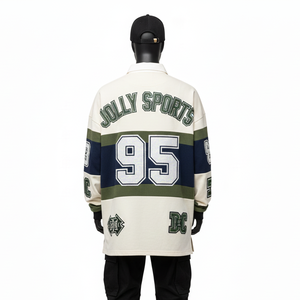 Camiseta de Rugby de Lujo para Hombre, 260GSM, Algodón de Doble Punto, Paneles en Contraste, Apliques Bordados, Logotipo Personalizado, Transpirable - Product Image 2