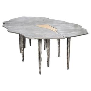 Table Oste Table de salle à manger moderne irrégulière en béton avec pieds en métal uniques Mobilier contemporain Salon Cuisine Restaurant - Product Image 1