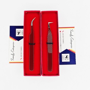 Pince à épiler professionnelle Somofy Enterprises 90 degrés en acier inoxydable brun foncé à pointe lisse 10 mm pour extensions de cils - Product Image 6