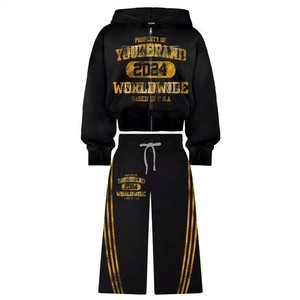 Ensemble de survêtement unisexe tendance en coton 100% pour l'hiver, style streetwear, sweat-shirt et pantalon, vente en gros de vêtements de sport, ensemble complet de survêtement, tissu anti-boulochage - Product Image 2