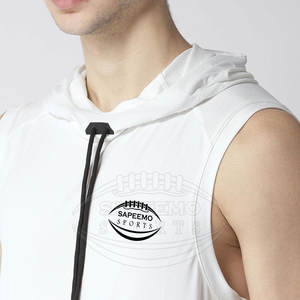 <b>Men</b> Winter Hooded <b>Sleeveless</b> <b>Hoodie</b> with Customized Design Breathable Polyester/Cotton Fabric for Gym Workout & Daily Fitness - Product Image 6