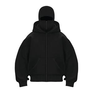 Sweat à capuche Balaclava unisexe en coton, style streetwear, fermeture éclair intégrale, sweat à capuche d'hiver pour homme - Product Image 1