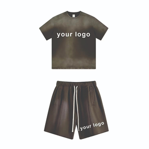 Nouvelle arrivée 2025 personnalisé prix de gros t-shirts ensemble court pour hommes été 2 pièces ensemble short avec strass coton - Product Image 1