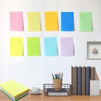 Vente en gros bon marché logo personnalisé réutilisable papeterie scolaire claire colorée blocs de papier à lettres notes autocollantes avec lignes pour le bureau