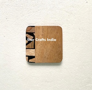 Posavasos de resina y madera Zidzag, alfombrillas de resina de madera, almohadillas redondas para el hogar, Hotel, resina epoxi redonda natural, accesorios de cocina de madera de acacia - Product Image 2