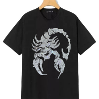 T-shirt à col roulé à manches courtes en coton 100% à séchage rapide, coupe classique, tricoté, avec logo personnalisé brodé, détails en strass