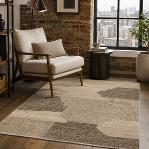 Tapis lavable moderne brun foncé à rayures Moonlit de Netline Home - Product Image 5