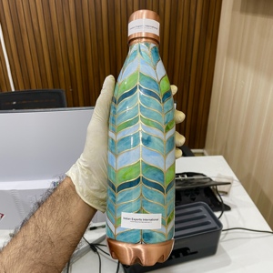 Botella de agua ecológica de cobre de 1 litro con acabado esmaltado personalizable, portátil para el hogar, oficina, uso al aire libre, IEI 25 - Product Image 4