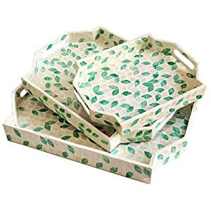 Plateau en incrustation de nacre de haute qualité Plaques de chargeur OEM Variété de modèles Plateaux de service décoratifs personnalisés pour le Ramadan - Product Image 5