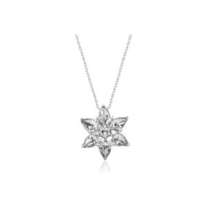 Collana di fiori di loto bianco argento - Product Image 1