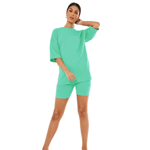 OEM Custom T-Shirt and <b>Tight</b> <b>Shorts</b> Women Summer Two Piece Set With Stylish Sets Women - Product Image 5