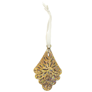 Adorno colgante de hoja de purpurina dorada, decoración de árbol de Navidad de Metal, pieza de regalo para decoración del hogar de vacaciones festivas - Product Image 1