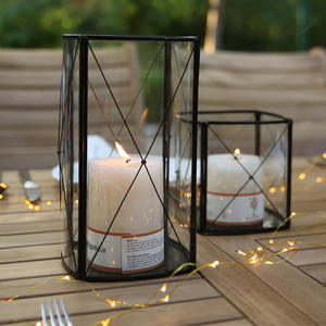 Boîte de pilier de bougie ouragan en verre plié en métal fait à la main support votif conception personnalisable impression de découpe pour la maison de mariage - Product Image 5