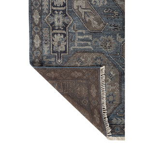 Tapis en laine noué à la main Aprezo bleu, motif médaillon rectangulaire en puzzle, pour salon, chambre à coucher, modèle Rgs-1502 (Cs-01) - Product Image 5