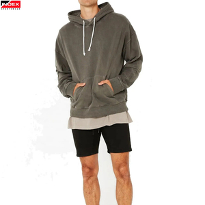 Sudadera con Capucha Extra Grande para Hombre, Color Gris Sólido, 100% Algodón, Felpa Francesa, Ropa Casual de Otoño - Product Image 3