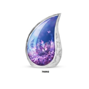 Hermosa urna de cremación de mariposa de lágrima de aluminio para adultos para cenizas humanas, urna funeraria decorativa de gota de recuerdo con bolsa gratis - Product Image 5